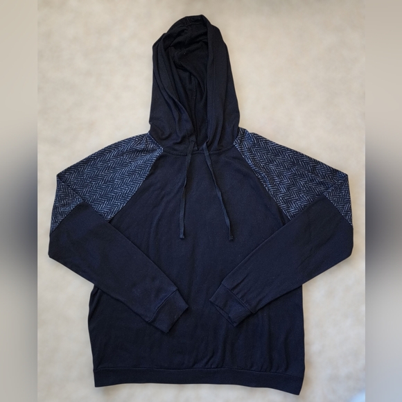 ​Vera Wang Simply Vera Black & Gray Herringbone Hoodie - Size M - Picture 2 of 7